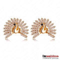 2colors Beautiful CZ Crystal Tail Peacock Stud Earrings (ER0064)